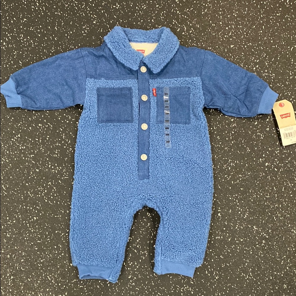 Levi's Blue Sherpa Baby Jumpsuit